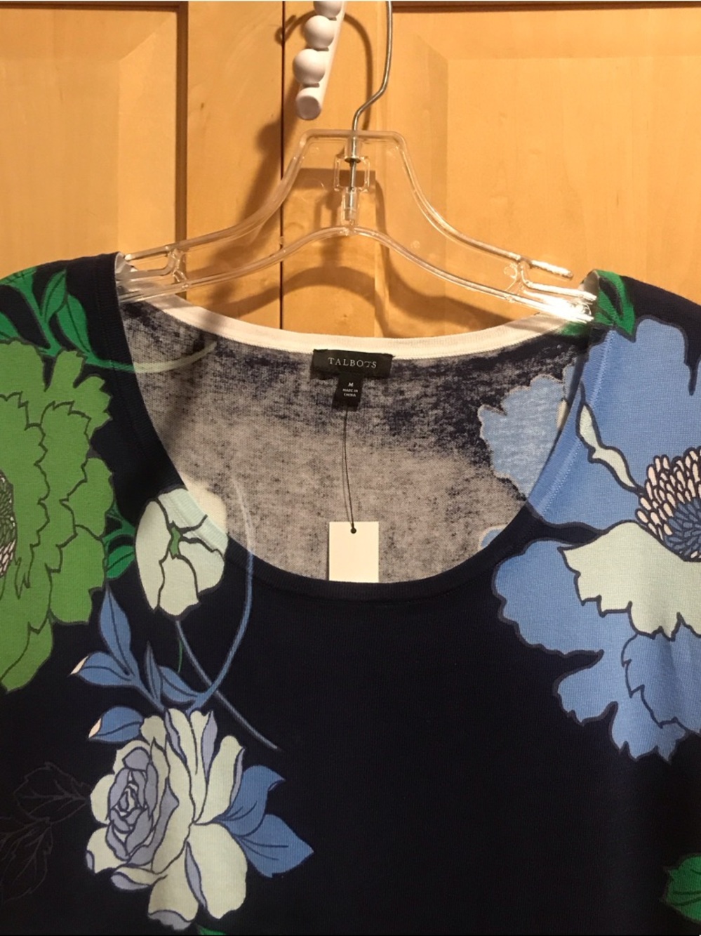 New Talbots Navy Floral Scoop-Neck Sleeveless Pullover - Picture 3 of 6